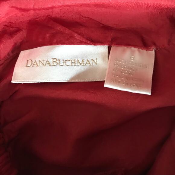 Vintage Dana Buchman 100% Silk Knee Length Skirt Ruched Career Business Red 8 - Picture 3 of 8